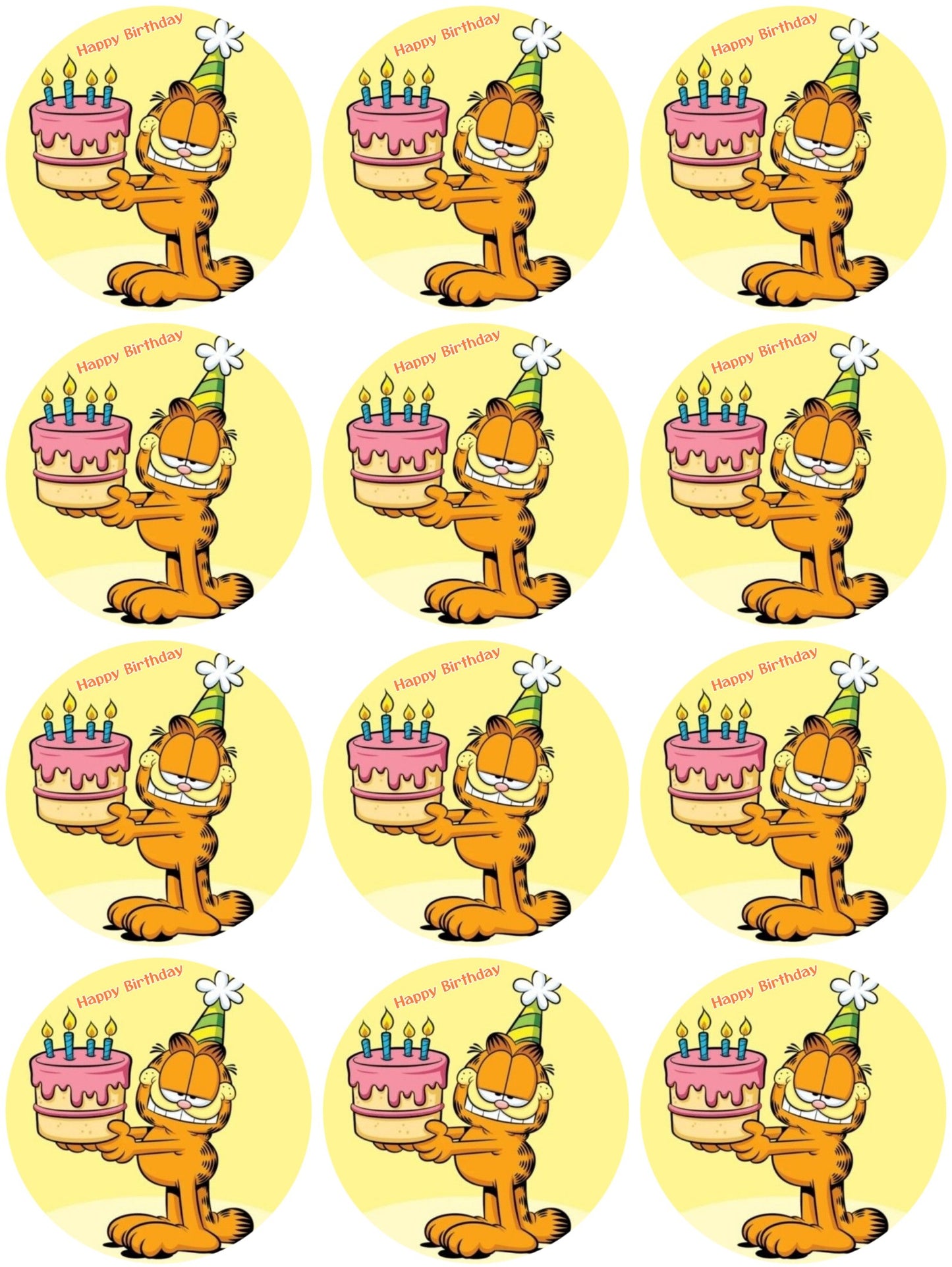 Garfield Muffinaufleger mit Happy Birthday