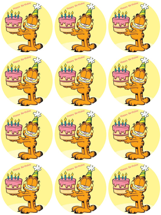 Garfield Muffinaufleger mit Happy Birthday