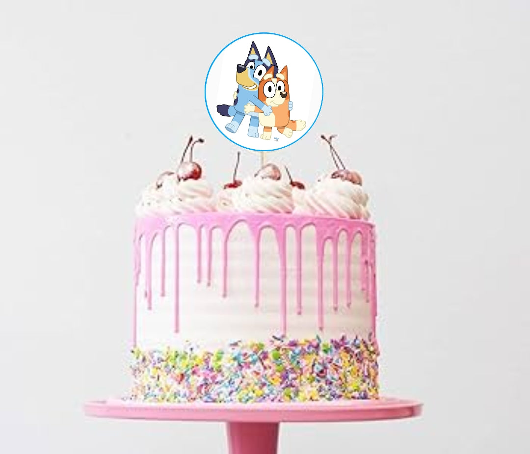 Bluey und Bingo Torteneintecker aus Fondant (Handgemacht)