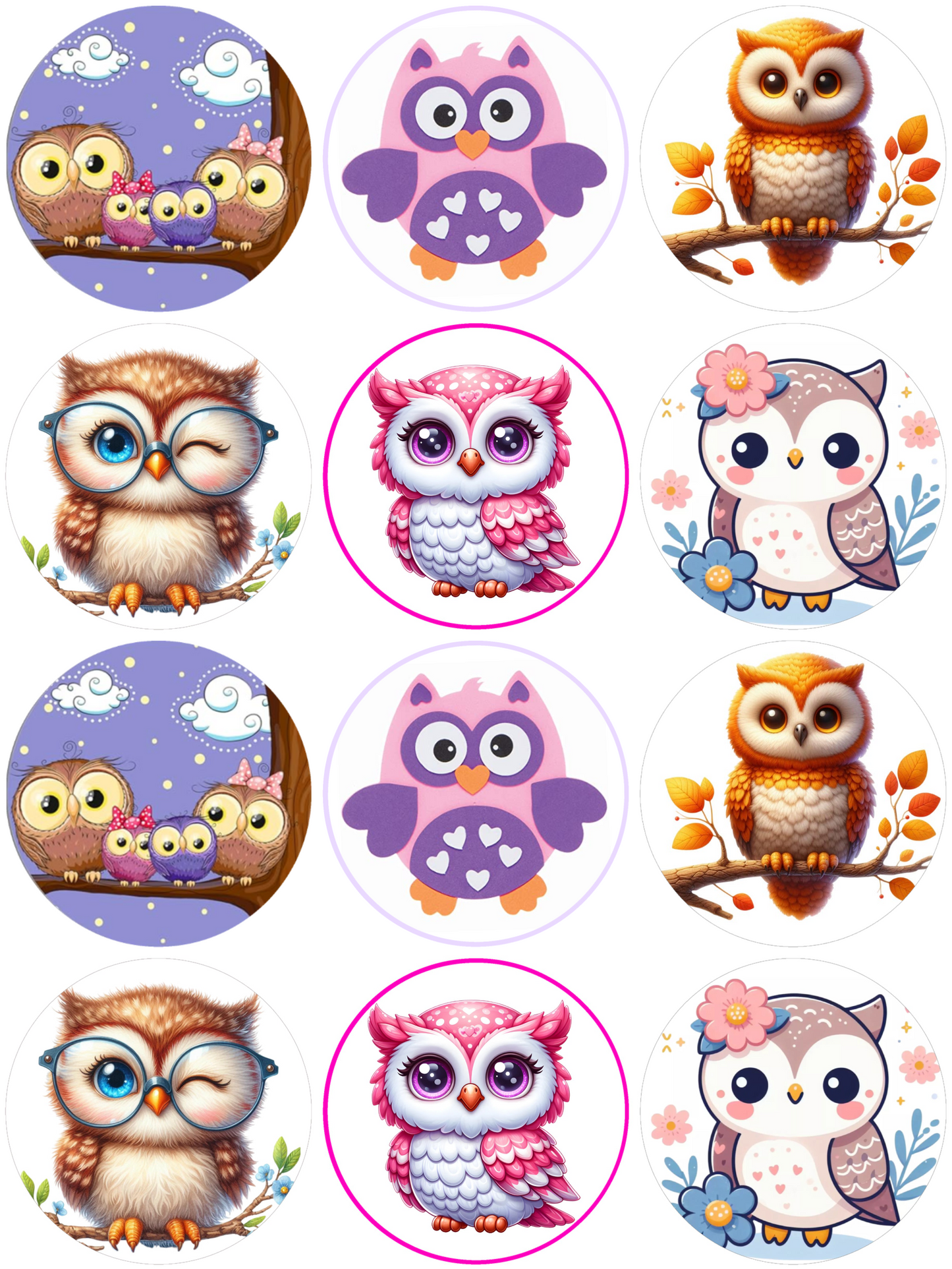 Süße Eulen Muffinaufleger