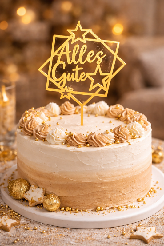 ✨ Eleganter Torteneinstecker „Alles Gute“ – stilvolle Glückwünsche für jede Feier! ✨