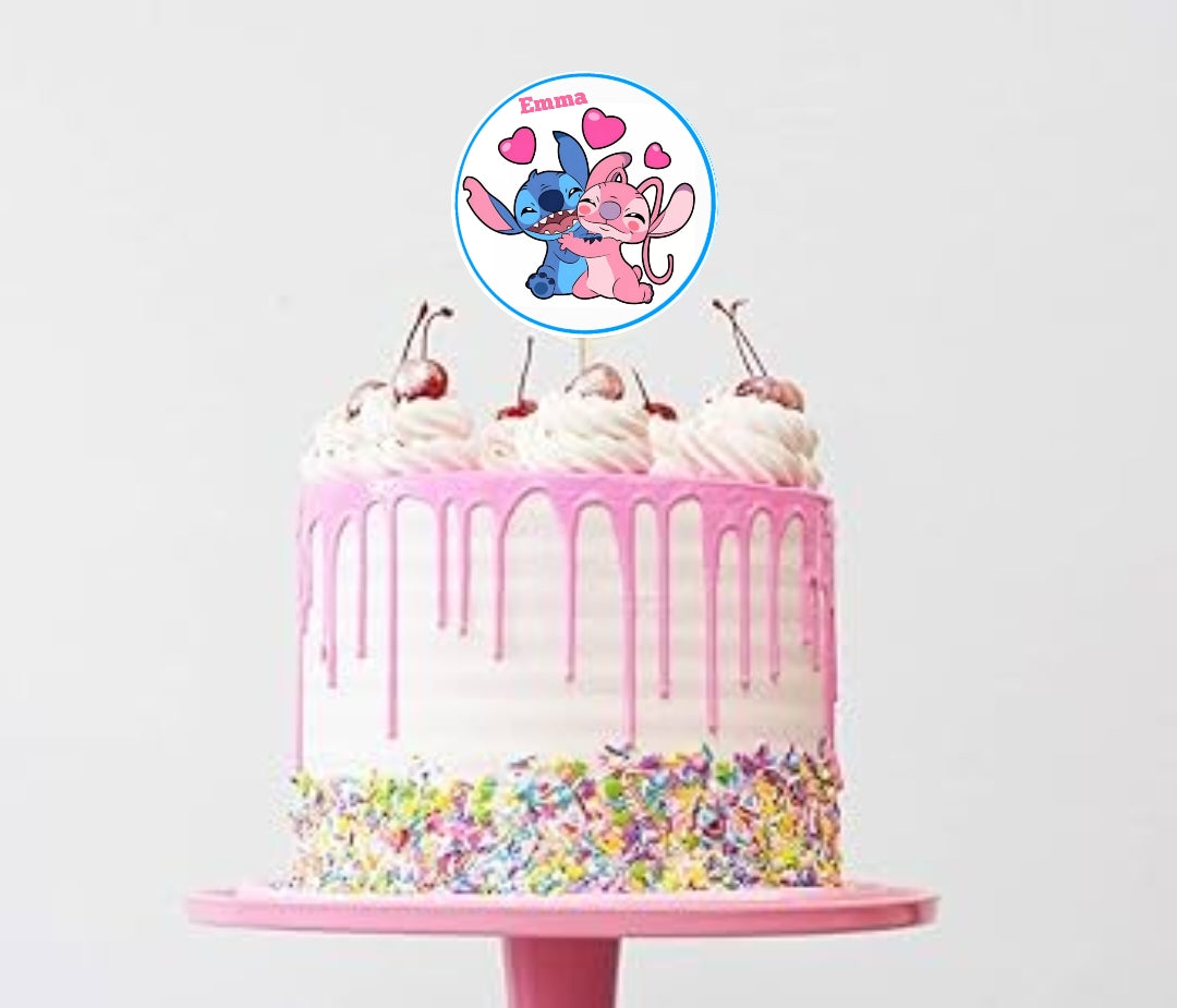 Stitch und Angel Torteneintecker aus Fondant (Handgemacht)